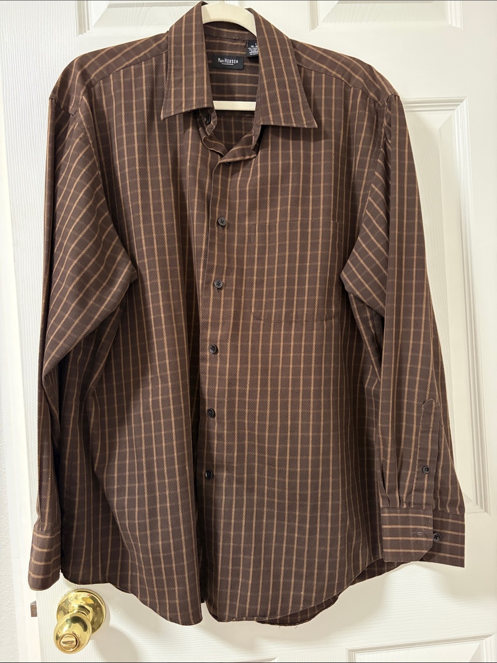 Van Heusen Brown Stripe Men's Dress Shirt
